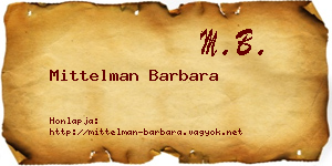 Mittelman Barbara névjegykártya